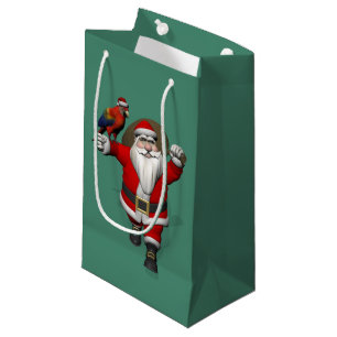 Sacola Para Presentes Pequena Doce Papai Noel ama Macaws Parrots