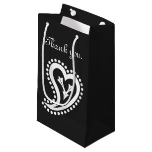 Sacola Para Presentes Pequena Doces Corações de Paisley em Saco Preto para Prese