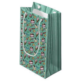 Sacola Para Presentes Pequena Doces Retro - Azul Turquesa