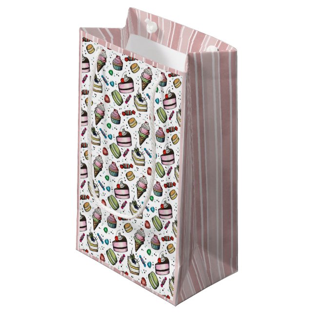 Sacola Para Presentes Pequena Doces Retro - Branco (Frente inclinada)
