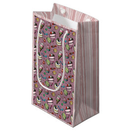 Sacola Para Presentes Pequena Doces Retro - Rosa