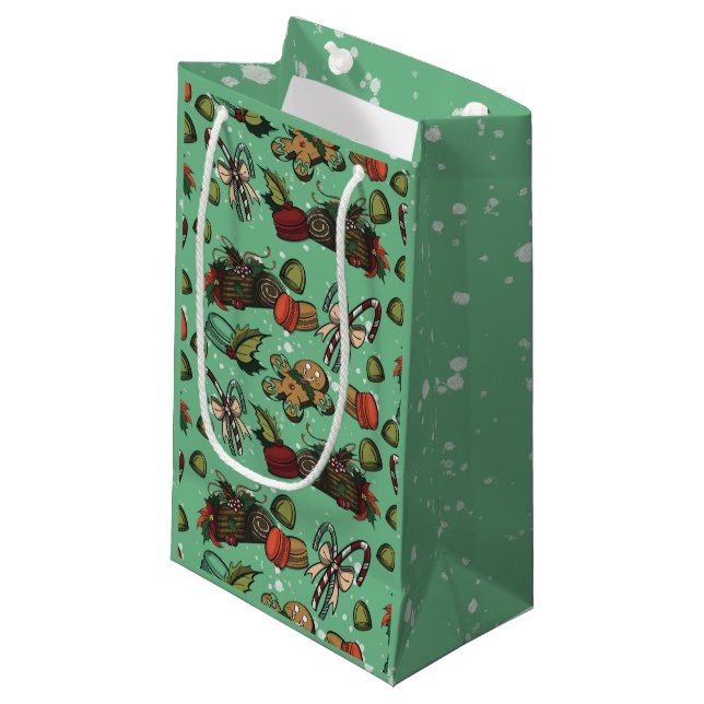 Sacola Para Presentes Pequena Doçuras de Feriado - Menta (Cor) (Frente inclinada)