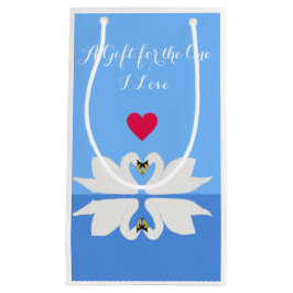 Sacola Para Presentes Pequena Dois Cisnes no Namorados de Dose Cardíaca Clássico