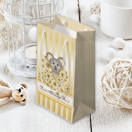 Sacola Para Presentes Pequena Dourado Stripe Cute Baby Koala Kids