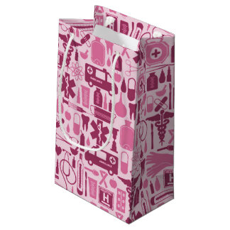 Sacola Para Presentes Pequena Doutor cor-de-rosa bonito Médico Teste padrão da