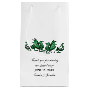 Sacola Para Presentes Pequena Dragões Elegantes Verdes - Saco de Presente