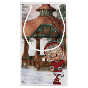 Sacola Para Presentes Pequena Duende do Natal no Pólo Norte