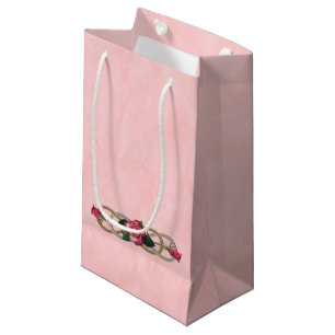 Sacola Para Presentes Pequena Duplos Rosas Dourados do Infinity Silver + seu bac