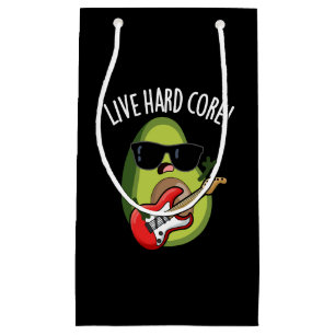 Sacola Para Presentes Pequena Duro ao vivo Funny Avocado Rock Pun Dark BG
