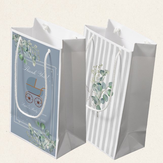 Sacola Para Presentes Pequena Dusty Blue Baby Carriage Custom Sign (Criador carregado)