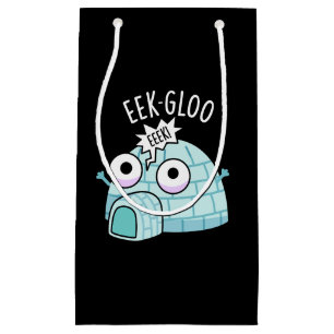 Sacola Para Presentes Pequena Eek-gloo Piada de Igloo Pun Fundo Escuro