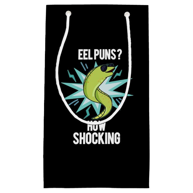 Sacola Para Presentes Pequena Eel Puns Que Chocante Animal Engraçado Pun Dark BG (Frente)