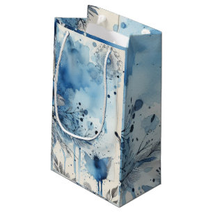 Sacola Para Presentes Pequena Efêmeras Aquarela Azul