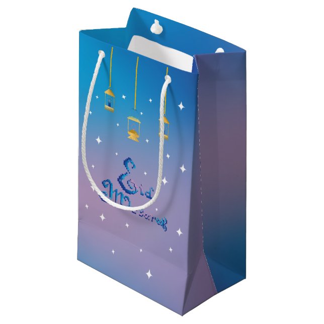 Sacola Para Presentes Pequena Eid Mubarak (Frente inclinada)