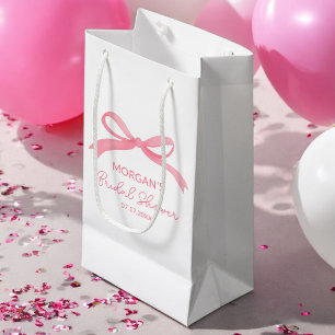 Sacola Para Presentes Pequena Ela Está Dando o Nó Laço Rosa Chá de Noiva