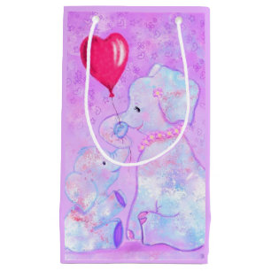 Sacola Para Presentes Pequena Elefante Mãe e Bebê Saco