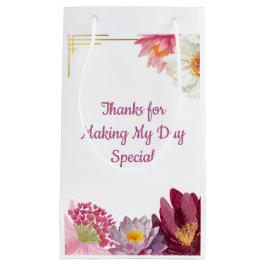 Sacola Para Presentes Pequena Elegant Floral Watercolor Birthday Gift Bag