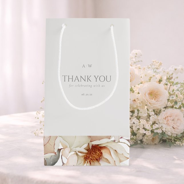 Sacola Para Presentes Pequena Elegant Wedding Thank You Gift Bag with Floral (Criador carregado)