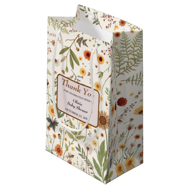 Sacola Para Presentes Pequena Elegante Chá de fraldas Floral Obrigado Bag (Frente inclinada)