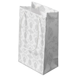 Sacola Para Presentes Pequena Elegante Cinza Claro & Branco, Casamentos