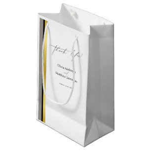 Sacola Para Presentes Pequena Elegante Faixa Preta Cinza Dourada Obrigado Casame