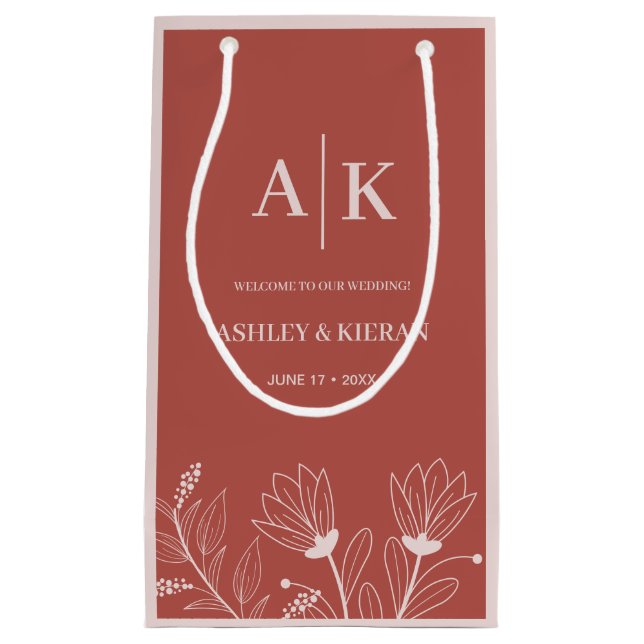 Sacola Para Presentes Pequena Elegante Floral Boho Wedding Welcome (Frente)