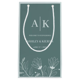 Sacola Para Presentes Pequena Elegante Floral Teal Wedding Bem-vindo