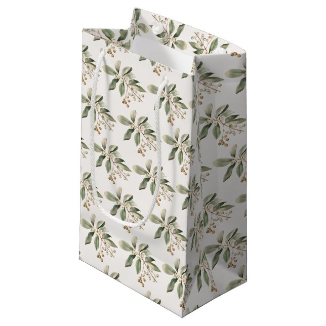 Sacola Para Presentes Pequena Elegante Greenery Gift Bag (Frente inclinada)