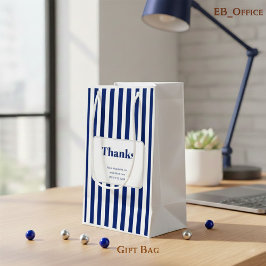 Sacola Para Presentes Pequena Elegante Listras Verticais Azuis Marinho Empresari