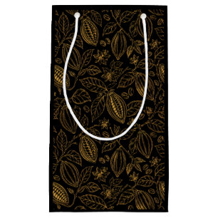 Sacola Para Presentes Pequena Elegante Negócios Flor de Cacau Fruta em Ouro