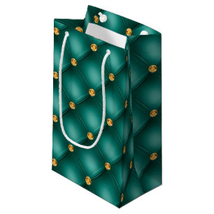 Sacola Para Presentes Pequena Emerald Green e Dourado Saco de Presente Pequeno