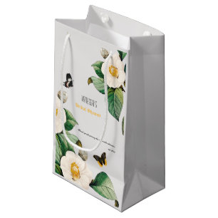 Sacola Para Presentes Pequena Emerald Green e White Camellia