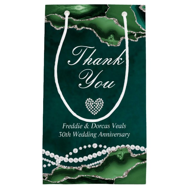 Sacola Para Presentes Pequena Emerald Green, Silver e Pearl Gift Bag (Frente)