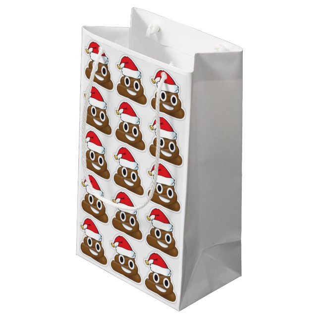 Sacola Para Presentes Pequena Emoji do Feliz Natal (Verso inclinado)