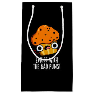 Sacola Para Presentes Pequena Emuff Com Comida Má Muffin Pun Dark BG