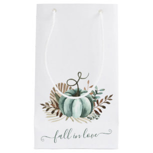 Sacola Para Presentes Pequena Enamore-se, Abóbora Azul, Chuveiro de Noiva Floral