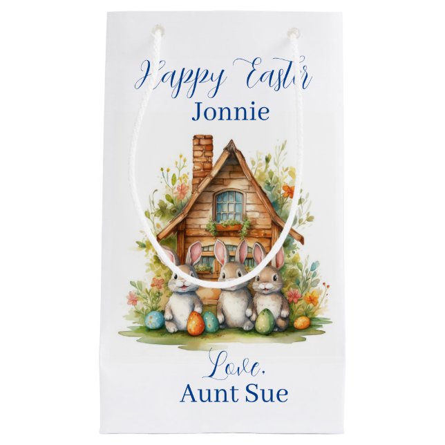 Sacola Para Presentes Pequena 🐰 Encantando a Páscoa Bunny Wonderland (Frente)