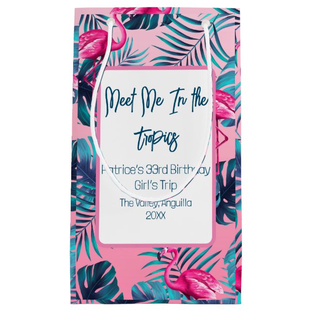 Sacola Para Presentes Pequena Encontre-Me Nos Trópicos Férias De Aniversário Das (Frente)