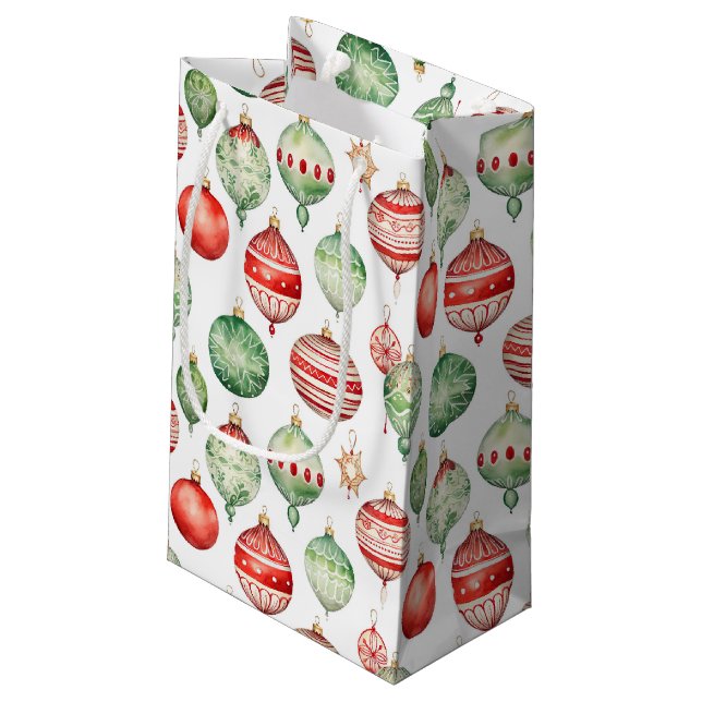 Sacola Para Presentes Pequena Enfeites de natal (Verso inclinado)