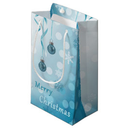 Sacola Para Presentes Pequena Enfeites de natal brilhantes azuis