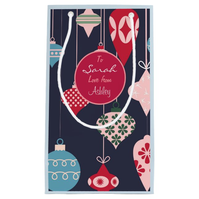 Sacola Para Presentes Pequena Enfeites de natal de Design de modernos personaliz (Frente)