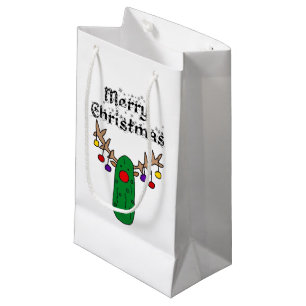 Sacola Para Presentes Pequena Engraçado Picles Reindeer Feliz Arte de Natal