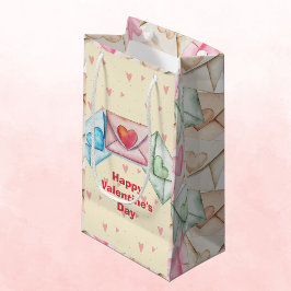Sacola Para Presentes Pequena Envelope e Corações do Dia dos Namorados