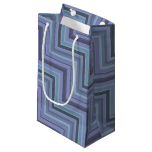 Sacola Para Presentes Pequena Escada de stripes de cinza azul