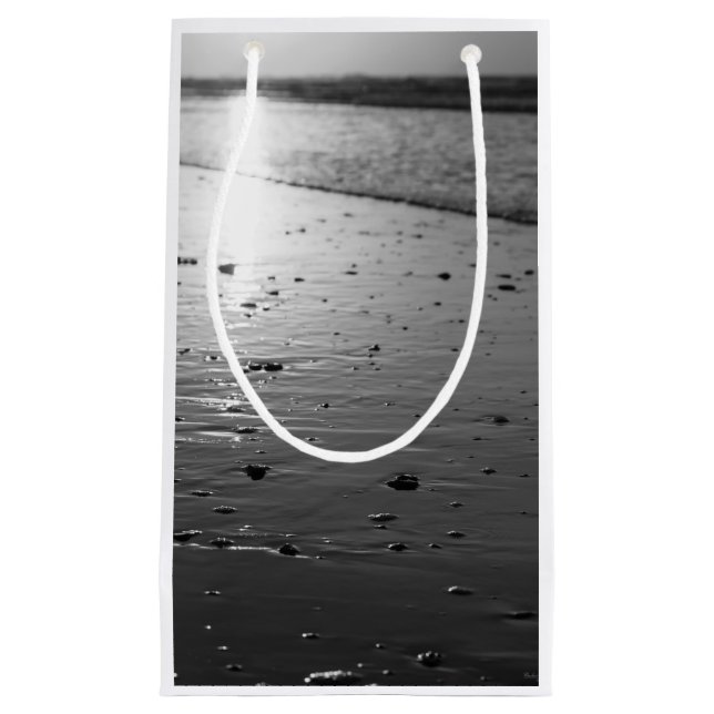 Sacola Para Presentes Pequena Escala de Cinza de Areia de ouro (Frente)