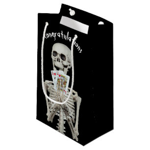 Sacola Para Presentes Pequena Esqueleto de Casamento de Halloween de parabéns