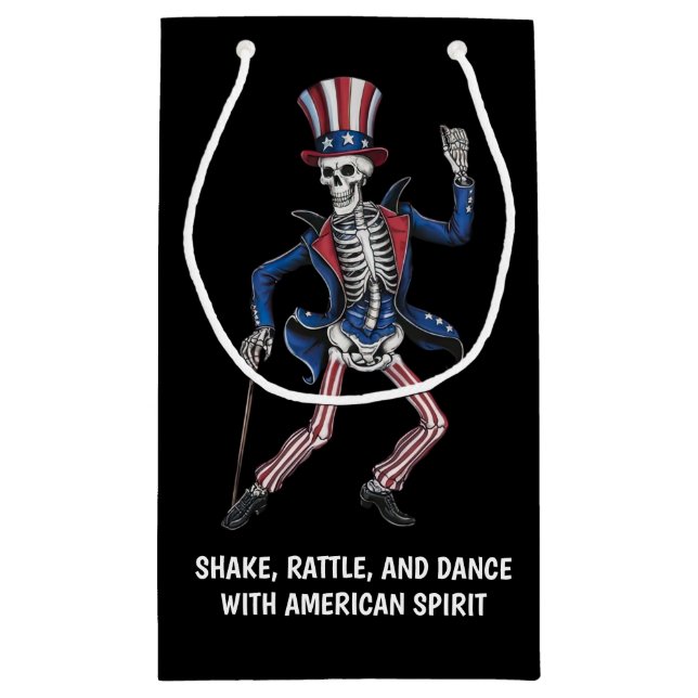 Sacola Para Presentes Pequena Esqueleto de dança engraçado (Verso)