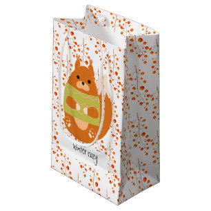 Sacola Para Presentes Pequena Esquilo Vermelho Castanho num Suor Verde