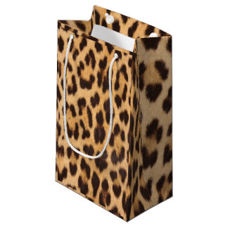Sacola Para Presentes Pequena estampa de leopardo selvagem elegante e moderna
