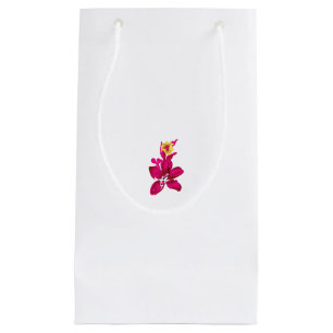 Sacola Para Presentes Pequena Estilo Floral, ArtyClick Crimson, Dourado leve
